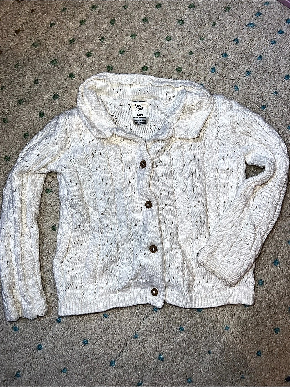 Baby B'Gosh Cable Knit Cardigan in White Baby 24M